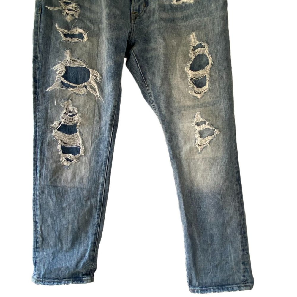 American Eagle Outfitter Mens Slim Straight Destroyed Zip Fly Jeans Sz 33/30 - Picture 5 of 11